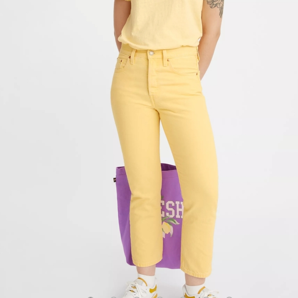 Levi's Premium 501 Original Cropped Women's Jeans Yellow 30 x 26